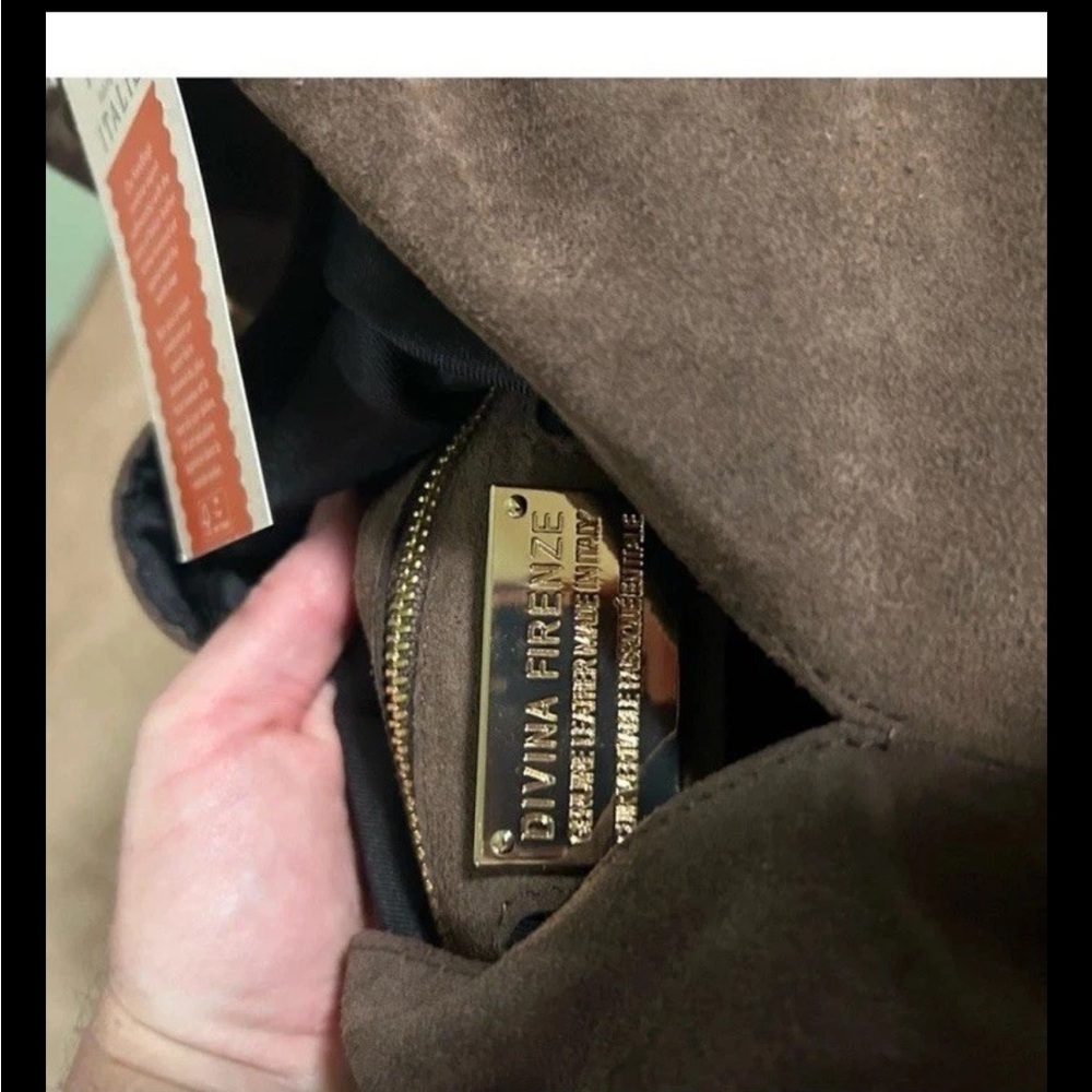 Divina Firenze Brown Suede Boho Fringe Tote Bag - Picture 4 of 4